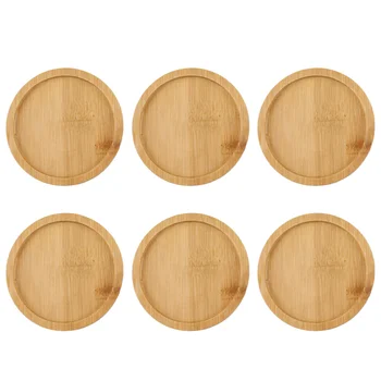 

6pcs Bamboo Round Flower Pot Tray Bonsai Succulent Plant Saucer for Indoor & Outdoor Plants 7.5x7.5cm