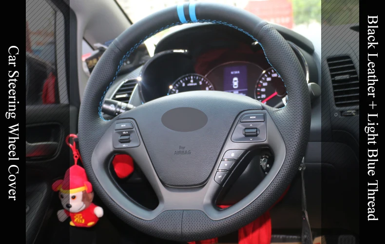 LQTENLEO черный чехол рулевого колеса автомобиля из натуральной кожи для Kia K3 2012- Ceed Cee 'd Cerato 2012- Forte Koup Forte5 2013