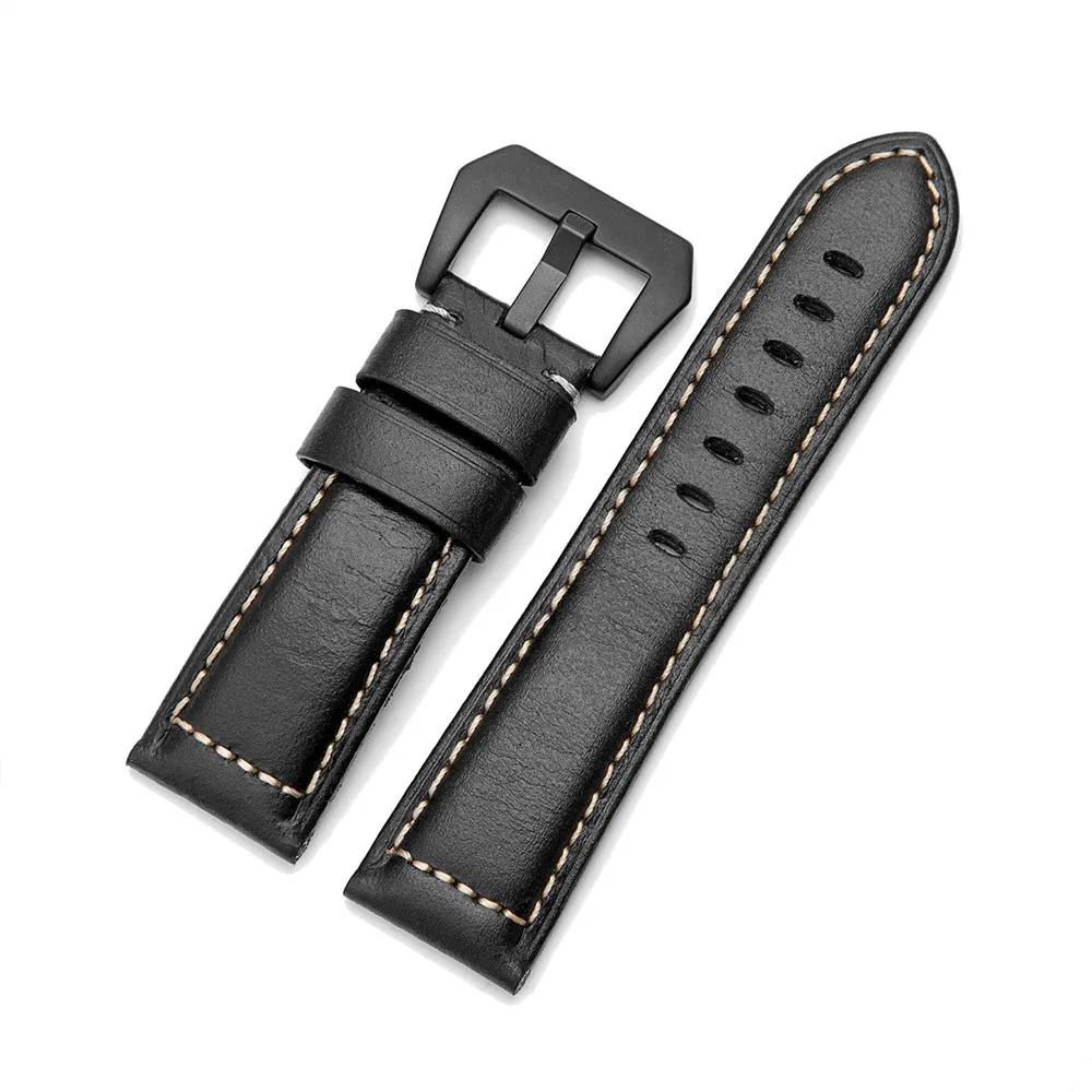 

Vintage Oil Wax GenuineLeather Watch Strap Blue Watchband 18mm 20mm 22mm Silver Buckle for Panerai Fossil Watch Accessories