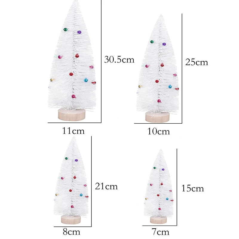 Креативная мини-белая Рождественская елка с Цветные колокольчики Рождественский Настольный Декор блестящая сосновая игла маленькие