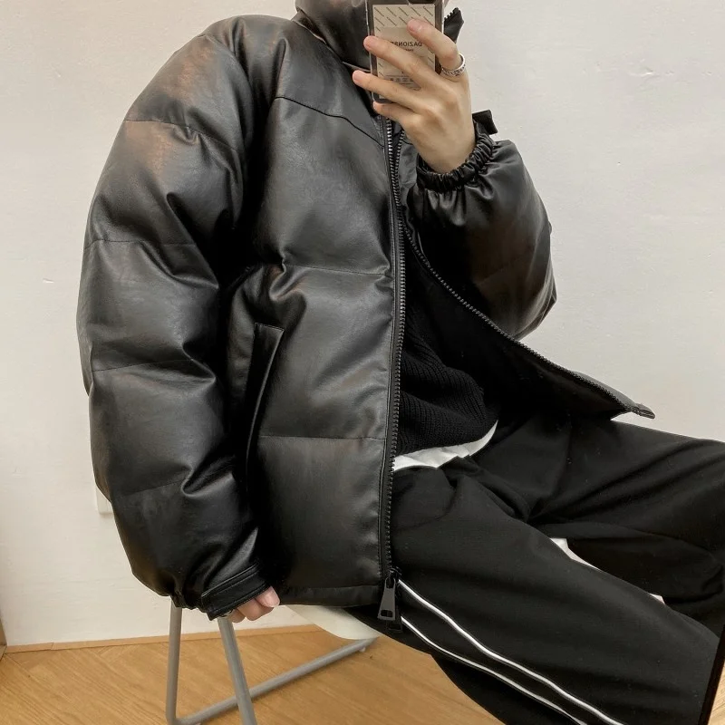Men's Leather Jacket -  Motorcycle PU Leather Stand Collar Casual Windbreaker Slim Coat (TM3) main image 1