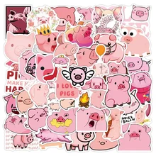 

10/50PCS Happy Pink Piggy Stickers For Child Cartoon Animal Kawaii King Pig Decal Sticker To DIY Water Bottle Stationery Guitar