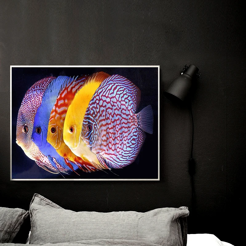 5d Diy алмазная живопись фотография ландшафт рыбы полная квадратная Алмазная