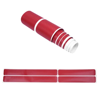 

4pcs Stickers Carbon Fiber Car Door Anti-Scratch Front/Rear Red Portable