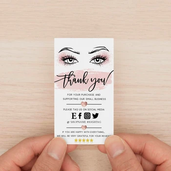 

Personalize Business Lashes Thank You Insert Card, Small Rose Gold Business Lashes Insert, Packaging Lash Card