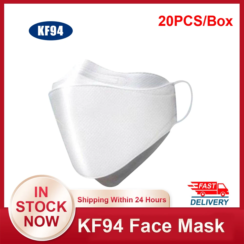 

CZ US STOCK 20PCS KF94 Face Mask 94% Filtration 3-Layer Protective Mouth Face Mask Against Droplet Dust Particle