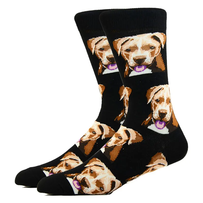 Fashion Men Happy Socks Combed Cotton Cartoon Animals Dog Cat Large Size Casual Women Cute Funny Harajuku Socks Colorful