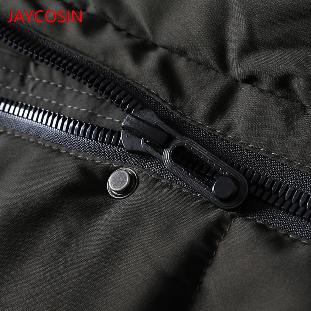 JAYCOSIN Мужское пальто Мужская Повседневная зимняя однотонная теплая куртка на молнии с длинными рукавами и капюшоном стильный пиджак Новое поступление L500916