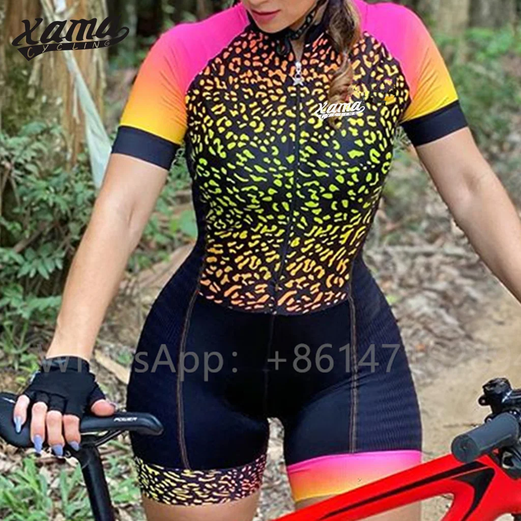 Xama Cycling Green Womans Tri Suit Professional Team Racing Clothing Cycliste Skinsuit Ciclismo Speedsuit Mtb Uniform Kits