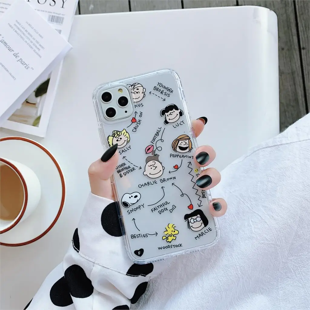 

Phone Case for iphone7 11 Transparent cartoon girl dog For Iphone X XS 6 6s 8 Plus soft Silicone cover tpu