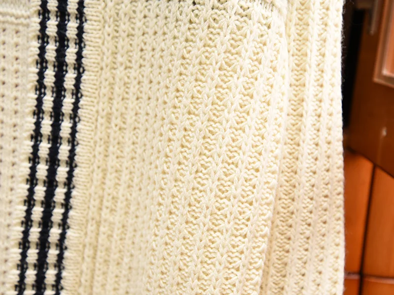 Бренд дизайнер Винтаж Снежинка полосатый вязаный цветок длинный кардиган, свитер женское пальто с v-образным вырезом одежда с длинными рукавами