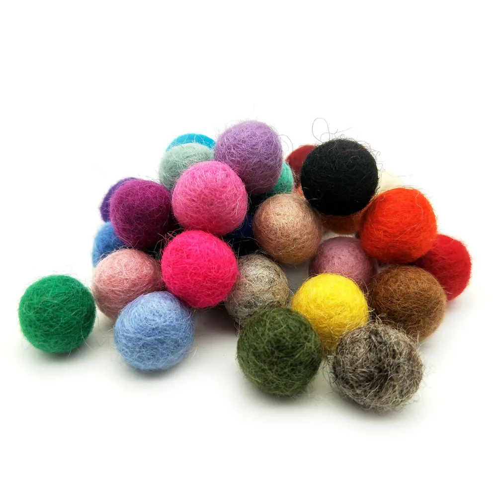 Random Color 50 шт./лот, 1,2 см/1,5 см/2 см/3 см, шерстяные фетровые шарики, круглые шерстяные фетровые шарики, помпоны, смешанные цвета,, 26 цветов - Цвет: Random Color