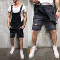 Men Playsuit New Fashon Overalls Work Trousers Casual Denim Jumpsuit Romper Black Blue Strap Suspender Male Leotard - Image 2