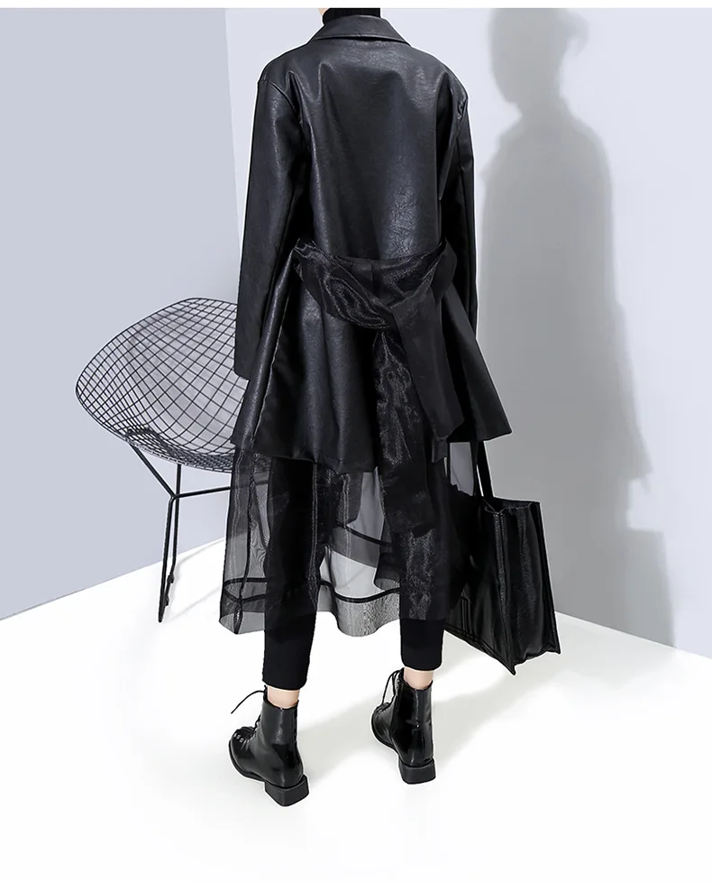 XITAO европейский стиль поддельные два тренча свободного размера плюс Топы сплайсинга сетки уличная женская одежда Tide бренд XJ3152