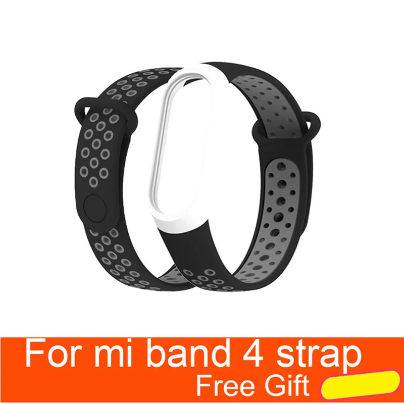 black gray Для Xiaomi mi Band 4 ремешок Смарт аксессуары Замена водонепроницаемый двойной цвет силиконовый браслет для mi Band 4 NFC ремешок - Цвет: black gray