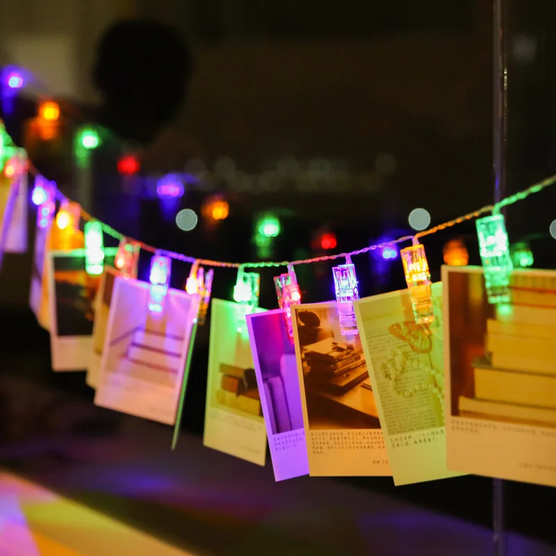 

Amazon Cross Border Wholesale Clip Creative Colorful Lights Decorative Lights Creative LED String Lights Clip Lighting Chain Chr