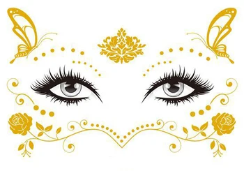 

Gold Face Temporary Tattoo Sticker butterfly Brows flower rose Waterproof Freckles Makeup Eye Decal Body Art for Girl Kid 13