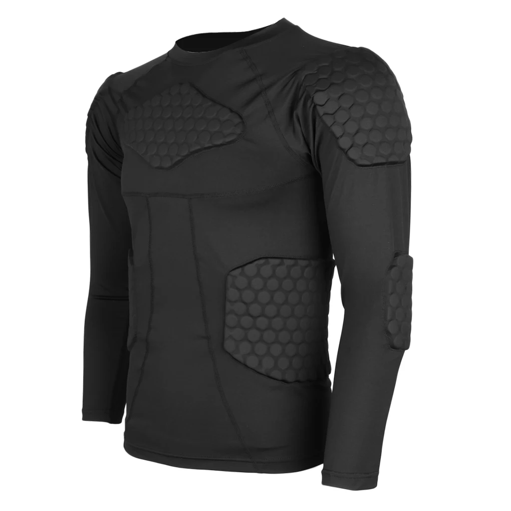 Padded Compression Shirt Rib Chest Protector for Football Basketball Paintball Cycling Men`s Padded Compression Shirt Protective