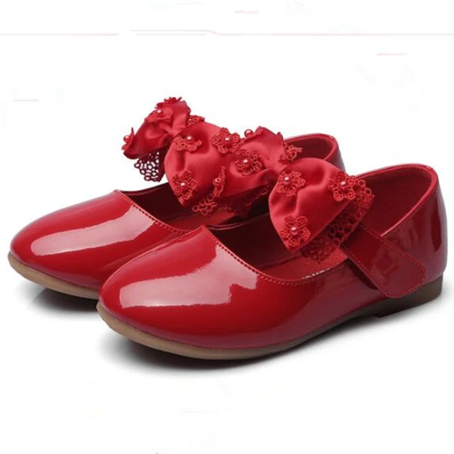 Pantera Raramente Estar confundido Zapatos de fiesta de boda para niñas pequeñas, calzado de charol, zapatos  de princesa con flores para bailar, rojo, blanco y negro - AliExpress