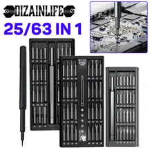 Screwdriver Kit 63 In 1 Precision Bits Magnetic Torx Screw Driver Set Mini Hex Tool Case for Phillips Mobile Phone PC Repair