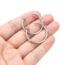 10 шт./лот, Золотой/Серебряный тон, нержавеющая сталь, половина C, серьги-кольца, с 3 шт., кольцо для рукоделия, для изготовления сережек