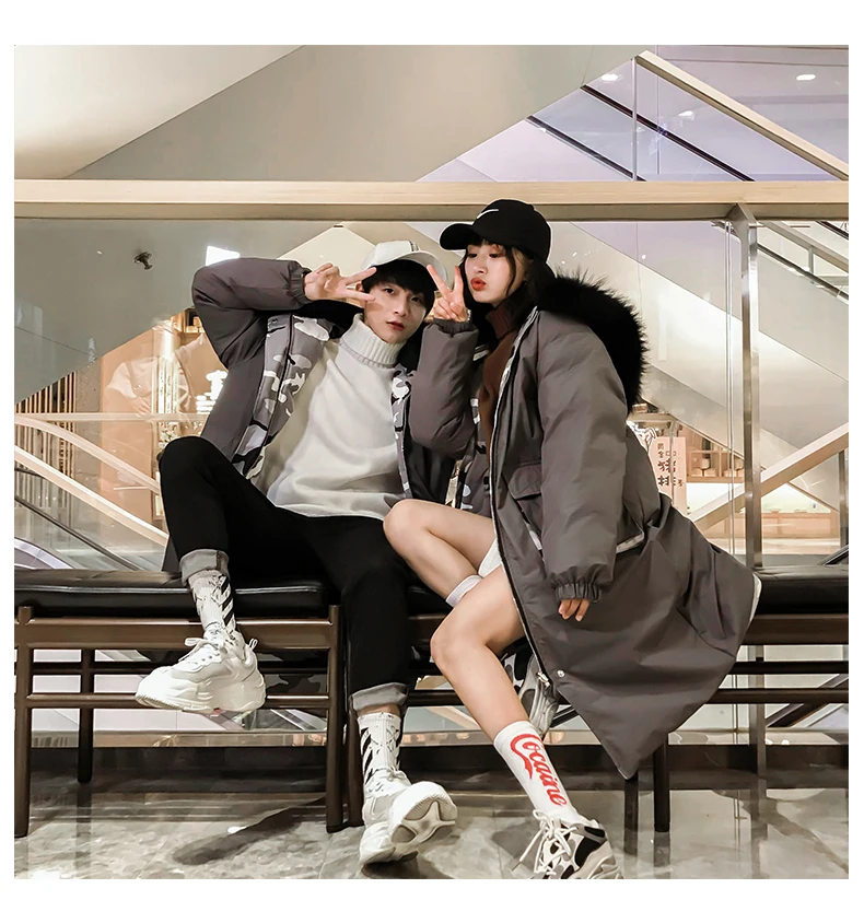 Solid Color Winter New Style Mid-length Casual Fashion Comfortable Loose-Fit with Cotton-padded Clothes Hooded with Model F