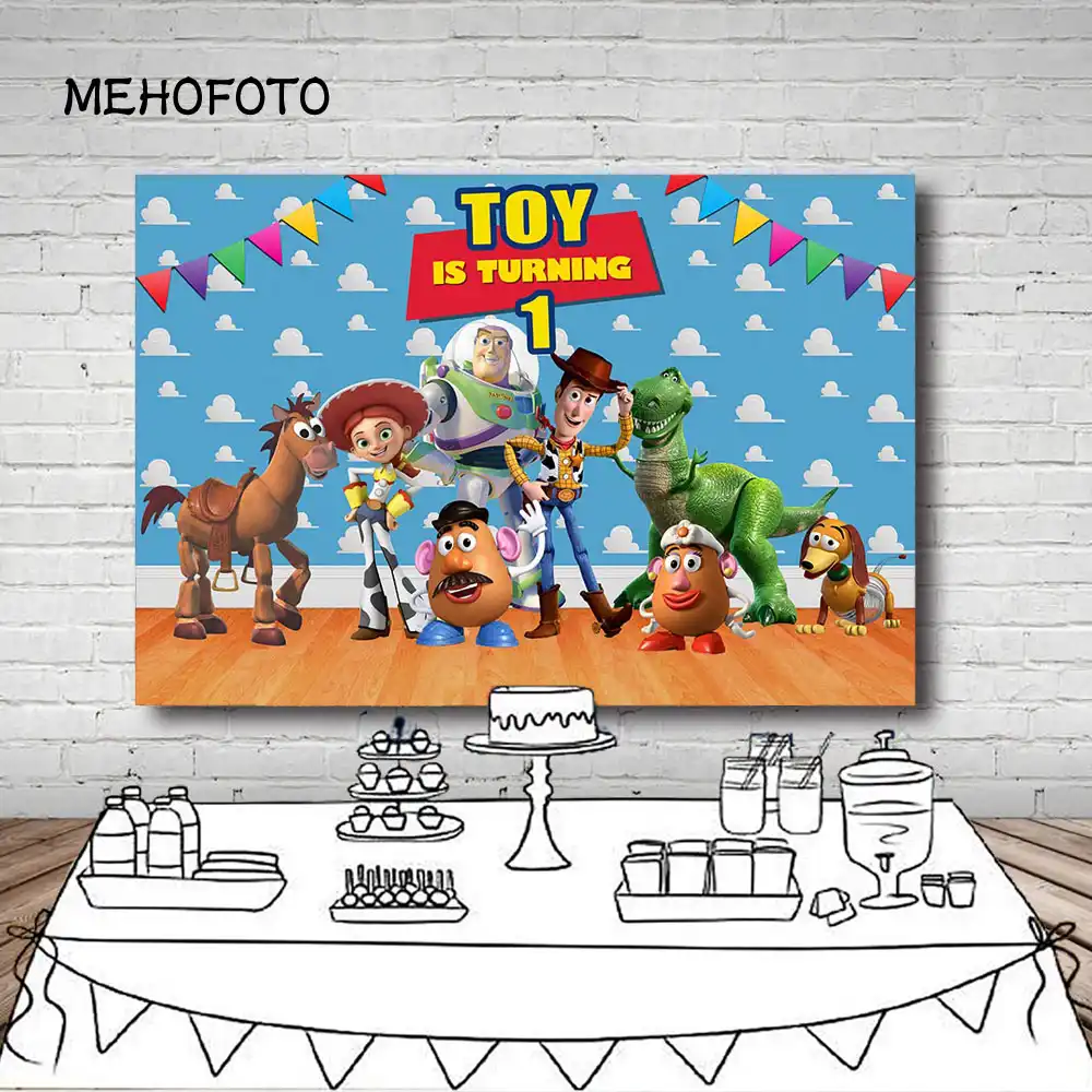 Toy Story 4 Fond De Photo Enfants Bebe Fete D Anniversaire Photographie Decors Personnaliser Photographie Studio Fond Banniere Aliexpress