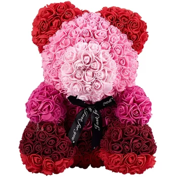 

Colors Bear of Roses Artificial Flowers Home Valentine's Day DIY Cheap Wedding Decoration Gift Box Wreath Crafts