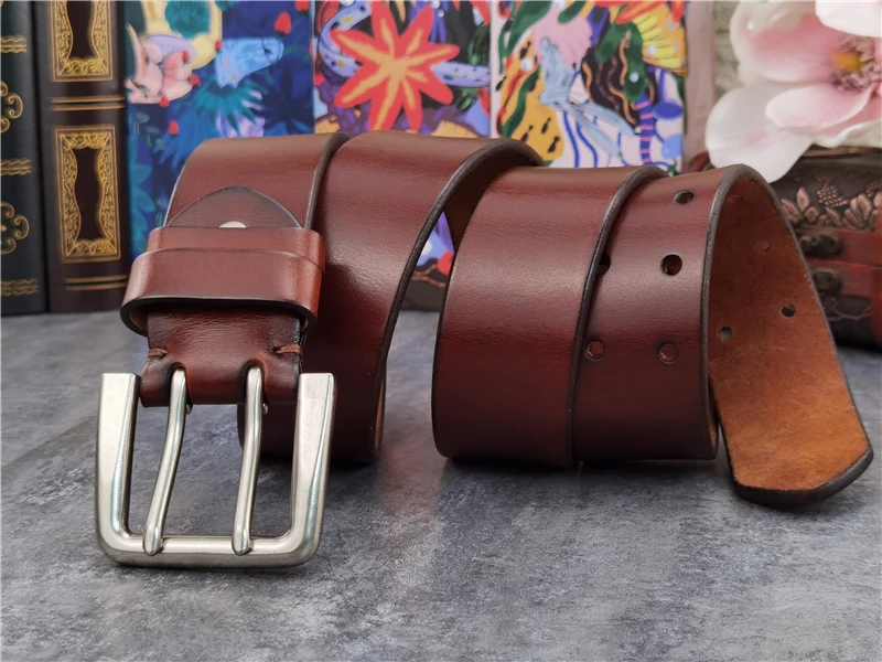 Texwood men's casual and sports wear store, summer beach clothes, men's leather fashion, jewelry, sunglasses Double Pin Vintage Belt Buckle Super Wide 4.2CM Genuine Leather Men Belt Luxury Ceinture Homme Jeans Cinturon Mujer MBT0018
