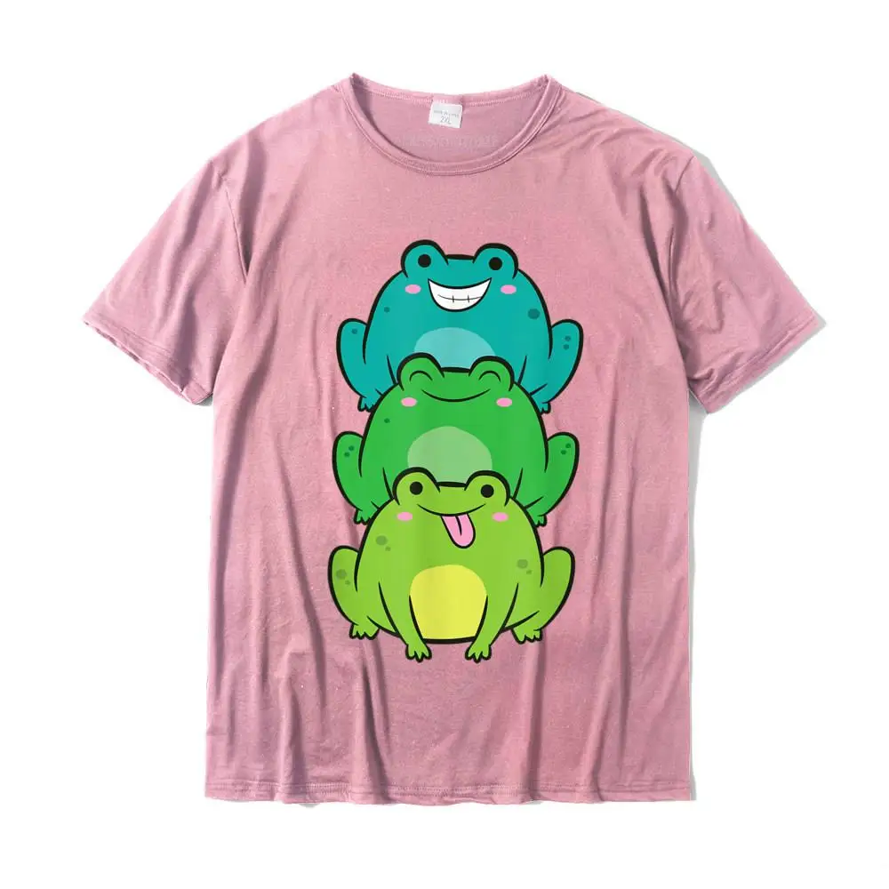 Cool Casual ostern Day Cotton Fabric O Neck Men Tops T Shirt Street Top T-shirts Coupons Short Sleeve T-shirts Cute Frogs Cartoon Frog Kawaii Frogs Love Frogs T-Shirt__MZ22863 pink