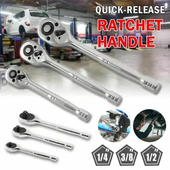 

3Pcs Carbon Steel Quick Release Ratchet Handle Set Mechanic 1/4" 3/8" 1/2" Inch Ratchet Wrench Double-Ended Hand Repair Tools