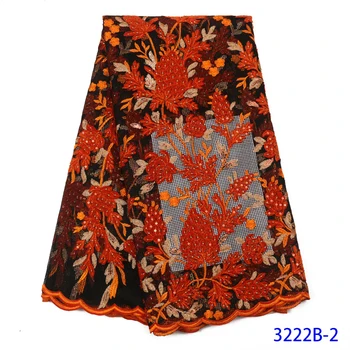 

Mesh Lace Trim Latest African Laces 2020 Orange Velvet Lace Embroidery Lace Fabric Bridal Lace For Nigerian Dresses QF3222B