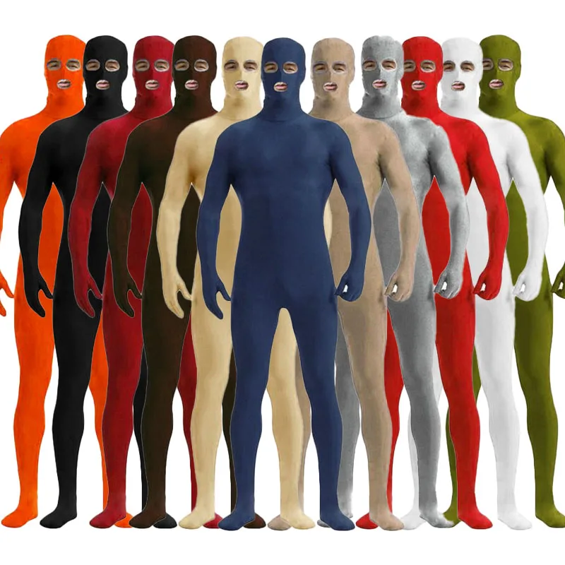 Мужской комбинезон с открытыми глазами и ртом Zentai на заказ молнией сзади трико