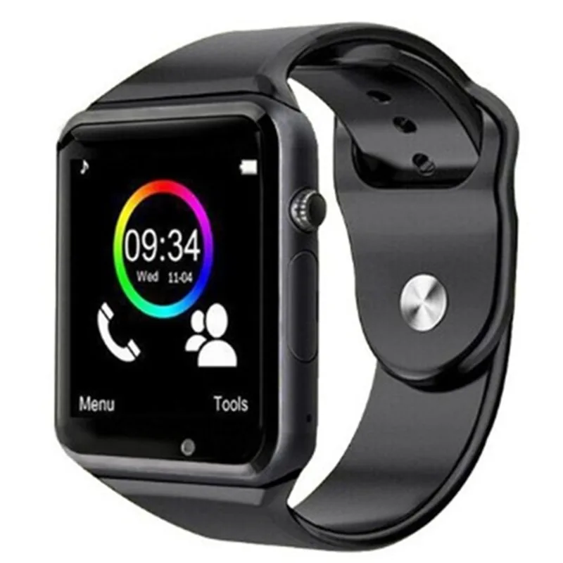 Black Смарт часы A1 Bluetooth наручные часы Спорт Шагомер с SIM TF слот для карты камера SmartWatch для телефона Android PK DZ09 GT08 Y1 - Цвет: Black