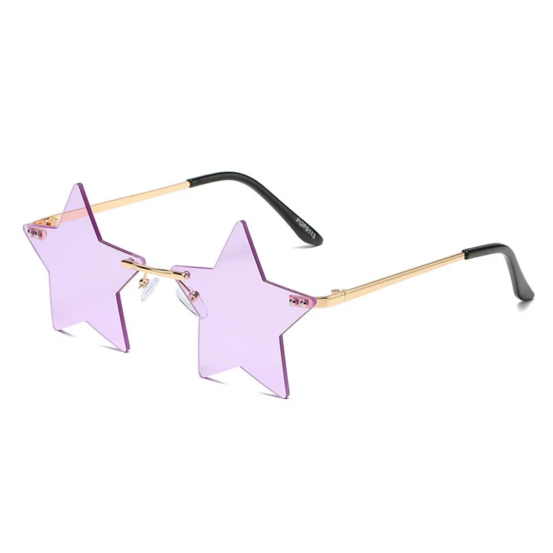 SO&EI Vintage Unique Star Shape Mirror Rimless Sunglasses Women Fashion Clear Ocean Lens Eyewear Men Trending Sun Glasses Shades raybans women Sunglasses