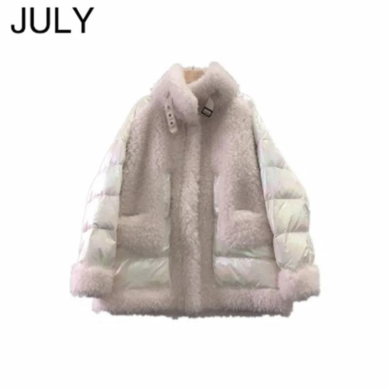 JULY, женская зимняя куртка, шерсть, полиэстер, ткань, мех, пуховик, теплая куртка для девочек, короткое пальто, женская длинная куртка, пальто