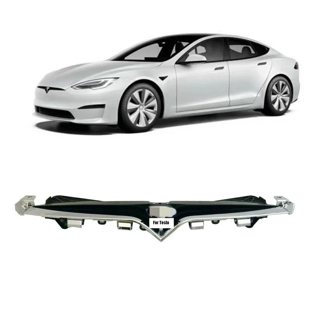 Set Of 3pcs For Tesla Model S 16 Front Bumper Upper Chrome Grille With Car Logo 00 F 00 E 00 F Bumpers Aliexpress