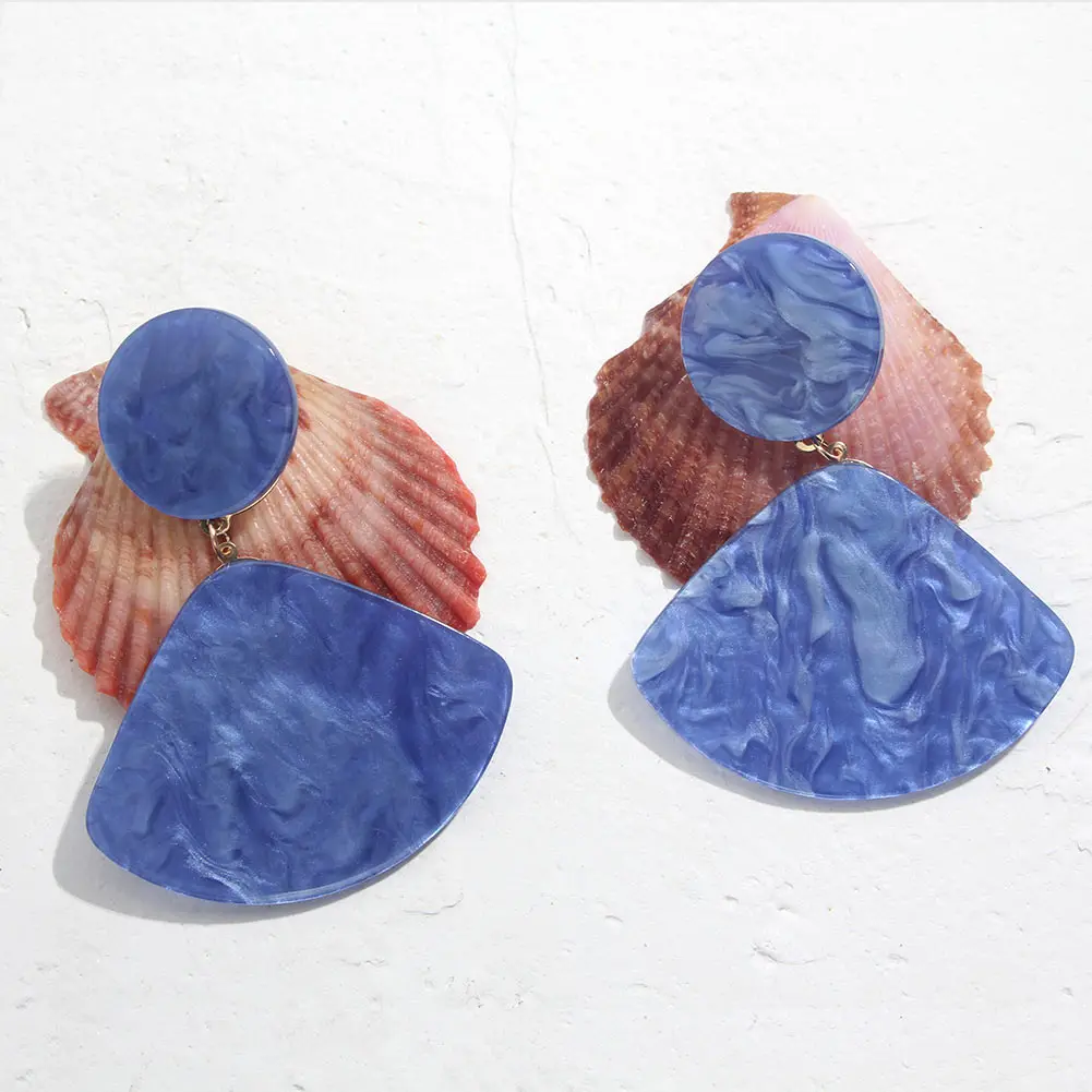Flatfoosie Blue Za хрустальные серьги в форме капли для женщин геометрические серьги ручной работы из бисера модные ювелирные изделия - Metal Color: 60BL