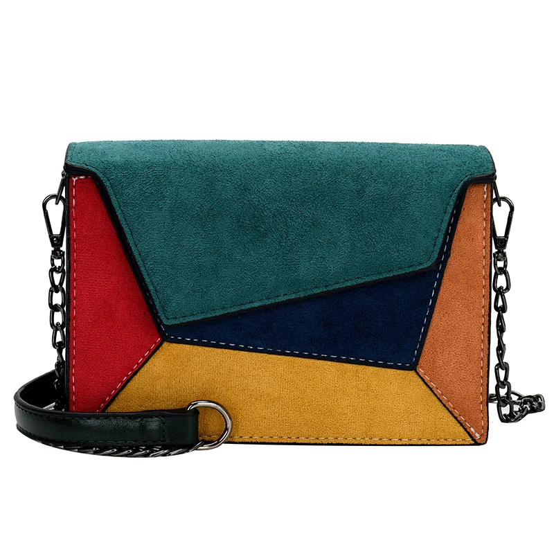 

Women's Fashion Color Stitching Handbag Vintage Mini Chain Crossbody Bag Shoulder Bag for Office Daily