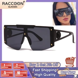 2022 New Male Lady Fashion Brand Designer Big Frame Sunglasses Protection Against Wind Sand Box Connected Sun Glasses Men Women