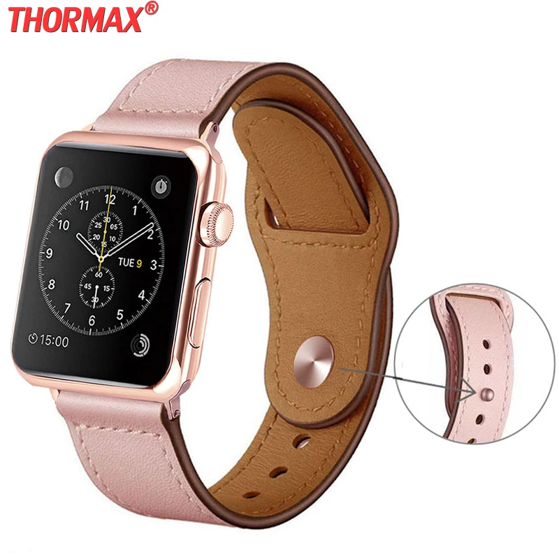Ремешок двухцветный из натуральной кожи для Apple watch series 5 4 3 мягкий Блестящий