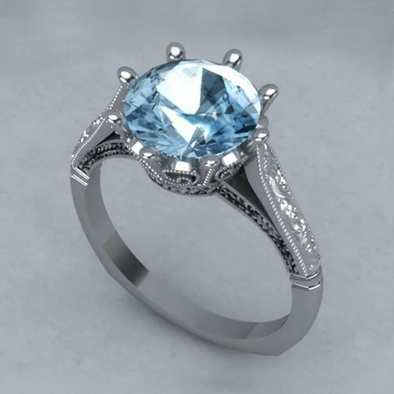 Голубое кольцо с кристаллами, кубический циркон, кольца bague, женские обручальные кольца anillos mujer, посеребренное кольцо для женщин, ювелирные изделия