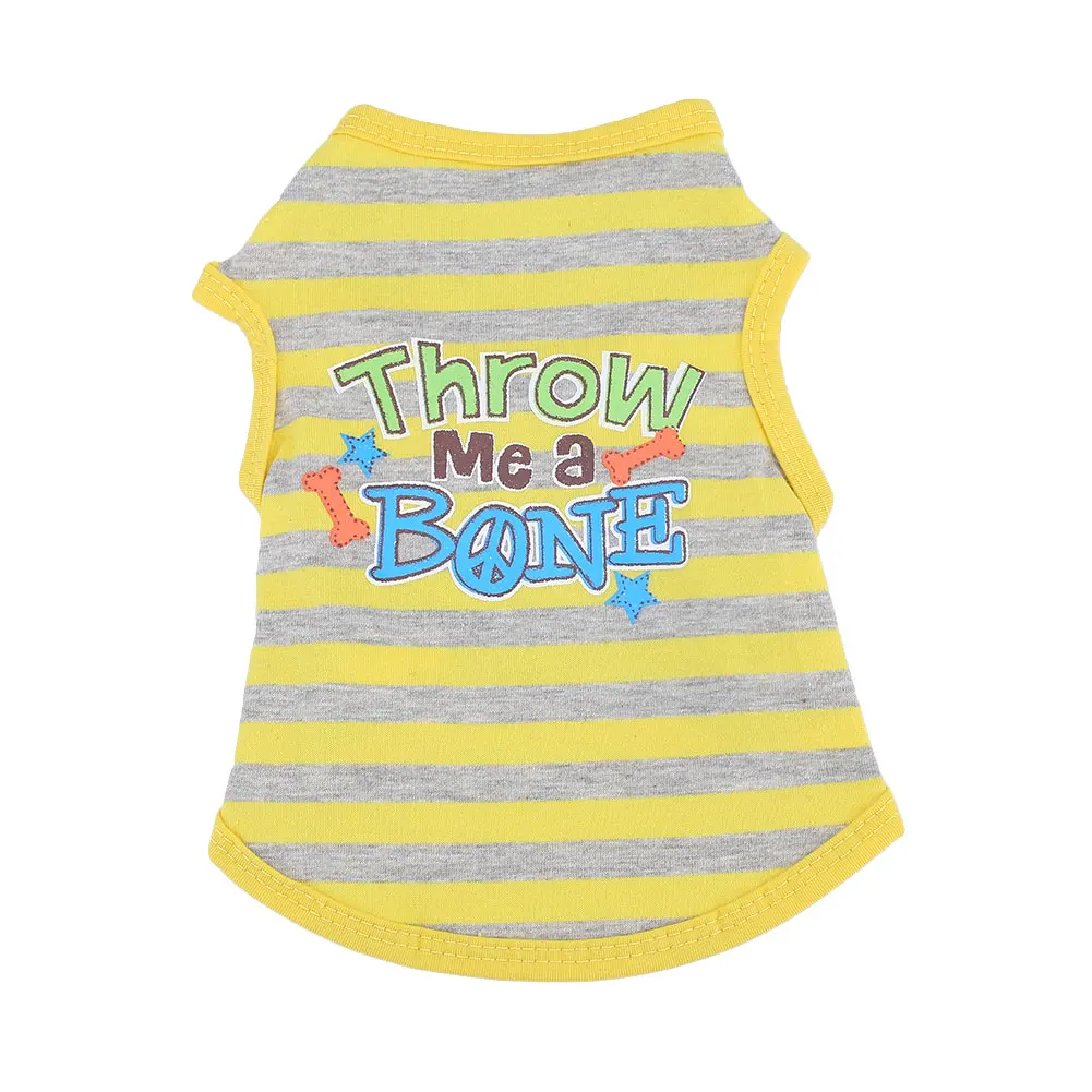 yellow gray stripe v Жилет для домашних животных, одежда для домашних животных, модная Милая хлопковая одежда 4 размеров, одежда для собак, футболка для кошек - Цвет: yellow gray stripe v