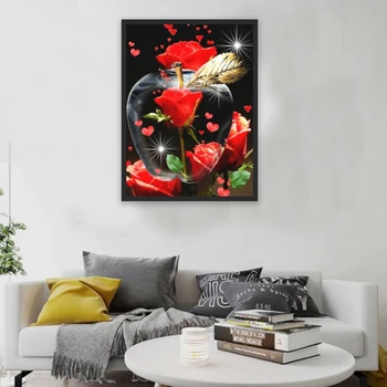

Top-Square Diamond Painting Apple Rose Cross Stitch Embroidery Landscape Handmade Rhinestone Gift Needlework
