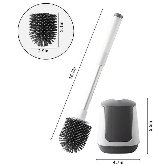 Eyliden Wc -Kefe És Tartó Szilikon Sörték Tpr -Kefék Csipeszes Fedél Padló Fürdőszoba Tisztítószerkék Készlet - Image 2