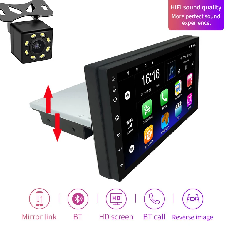 7 Inch Universal Android 8.1 Car MP5 Player Multimedia Radio WIFI Bluetooth Quad Core with GPS Mirror-Link(8LED Camera) | Автомобили и
