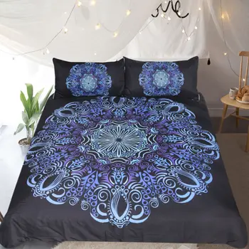 

Blue-purple Hook Line Pattern Duvet Cover High Quality Home Textile Quilt Cover with 2 Pillowcase Fashion 3 Pcs Set and Sheet
