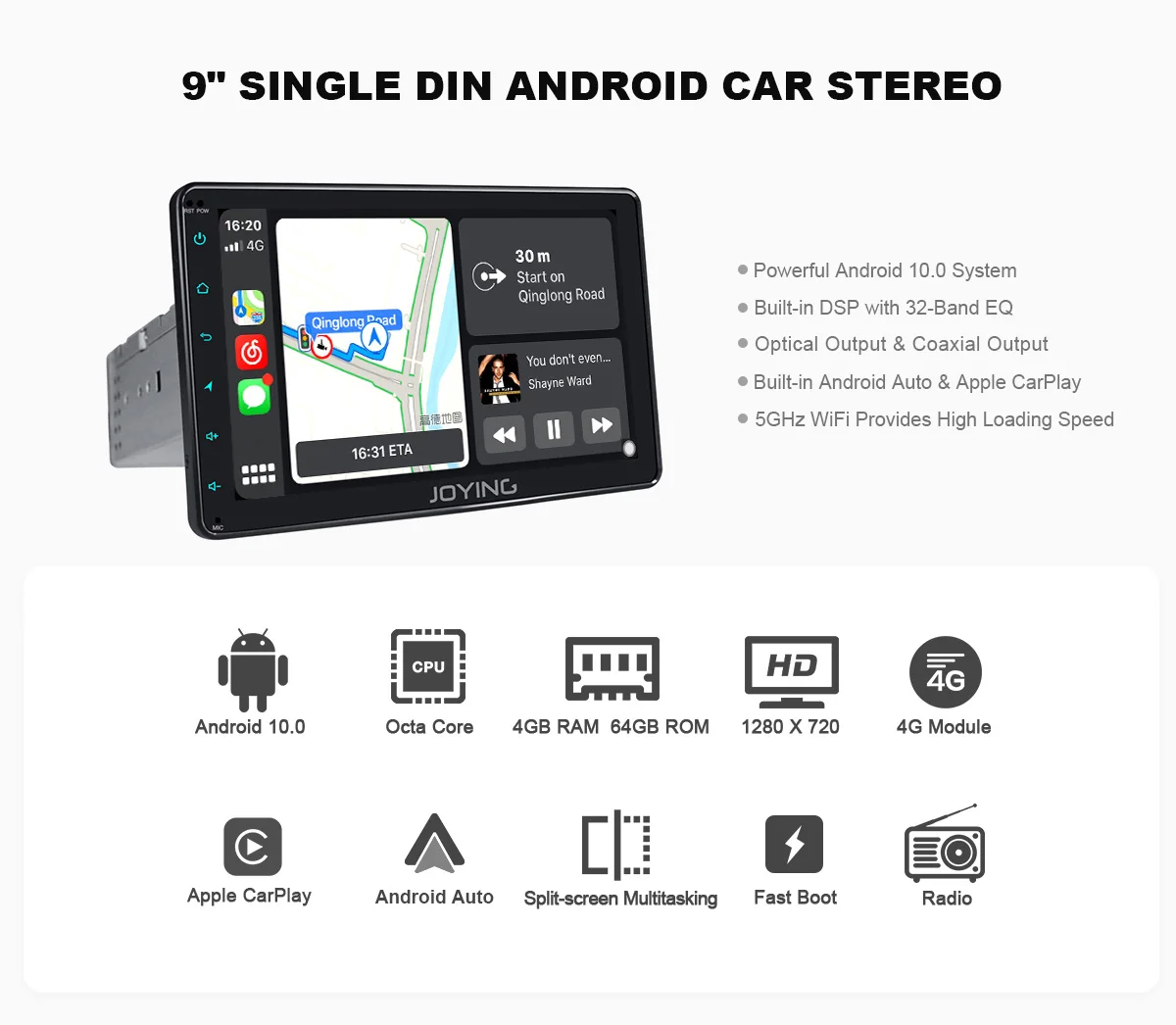 JOYING Radio Pantalla 1 din Android 10 