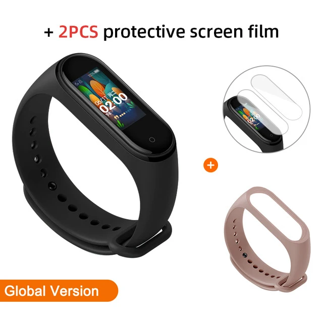 Add Pink n 2PCS Оригинальная глобальная версия, Xiaomi Mi, 4 браслета, фитнес-браслет, пульсометр, фитнес-браслет, Bluetooth, спортивный, водонепроницаемый, смарт-браслет - Цвет: Add Pink n 2PCS