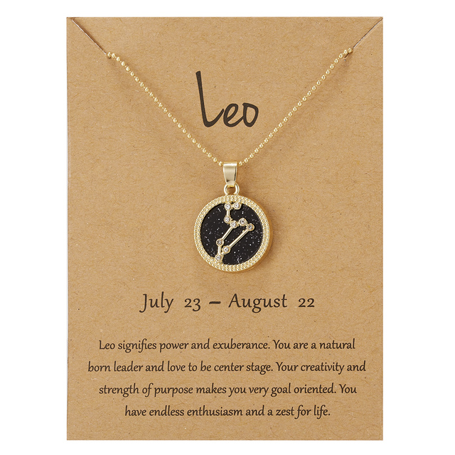 Zodiac Constellations Necklace Geometric Round Pendant Gold Silver Color Chain Necklace Unisex Friendship Jewelry Lover Gifts